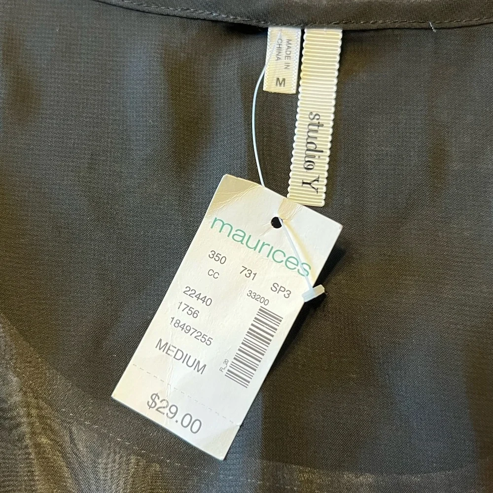 Maurices Studio Y Sheer Tank Gray Black Pink Rhinestone Medium - Picture 5 of 10